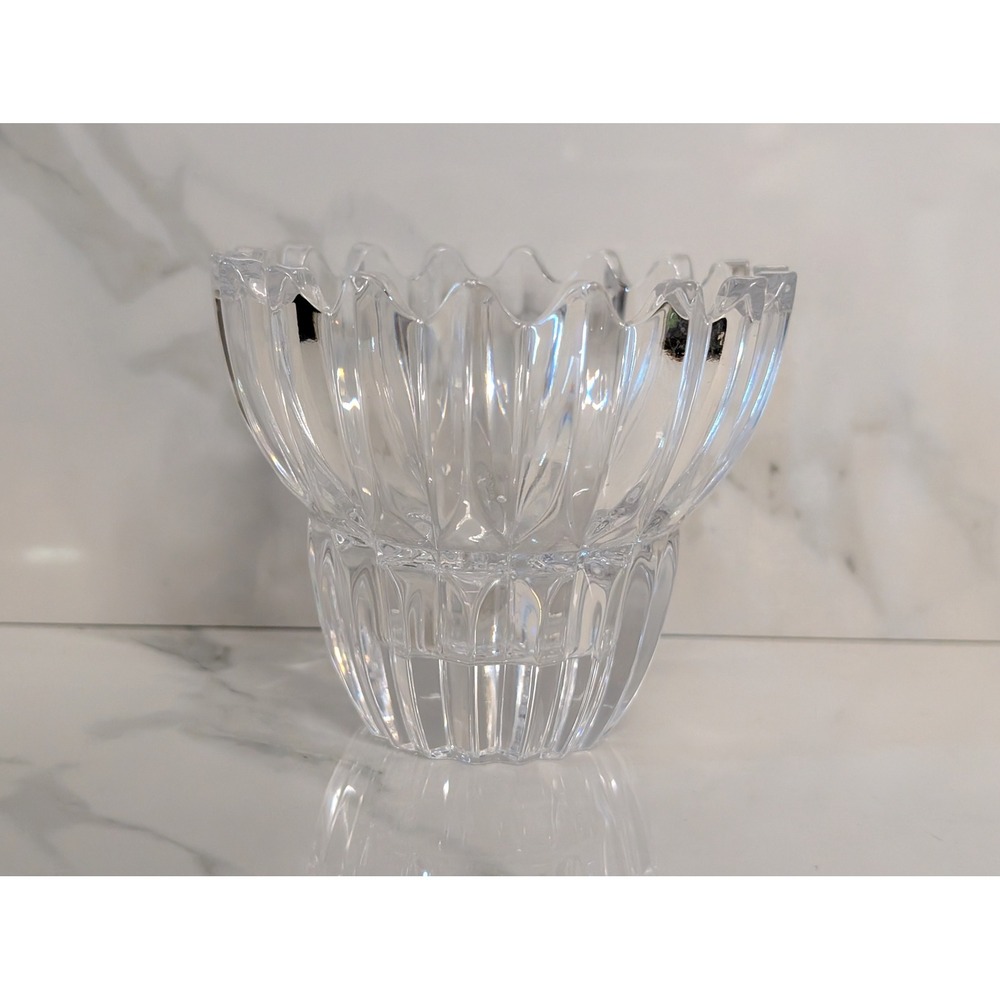 Mikasa Royal Suite Crystal Votive Candle Holder‎ Clear Scalloped Ribbed 4 Inch - Picture 2 of 5
